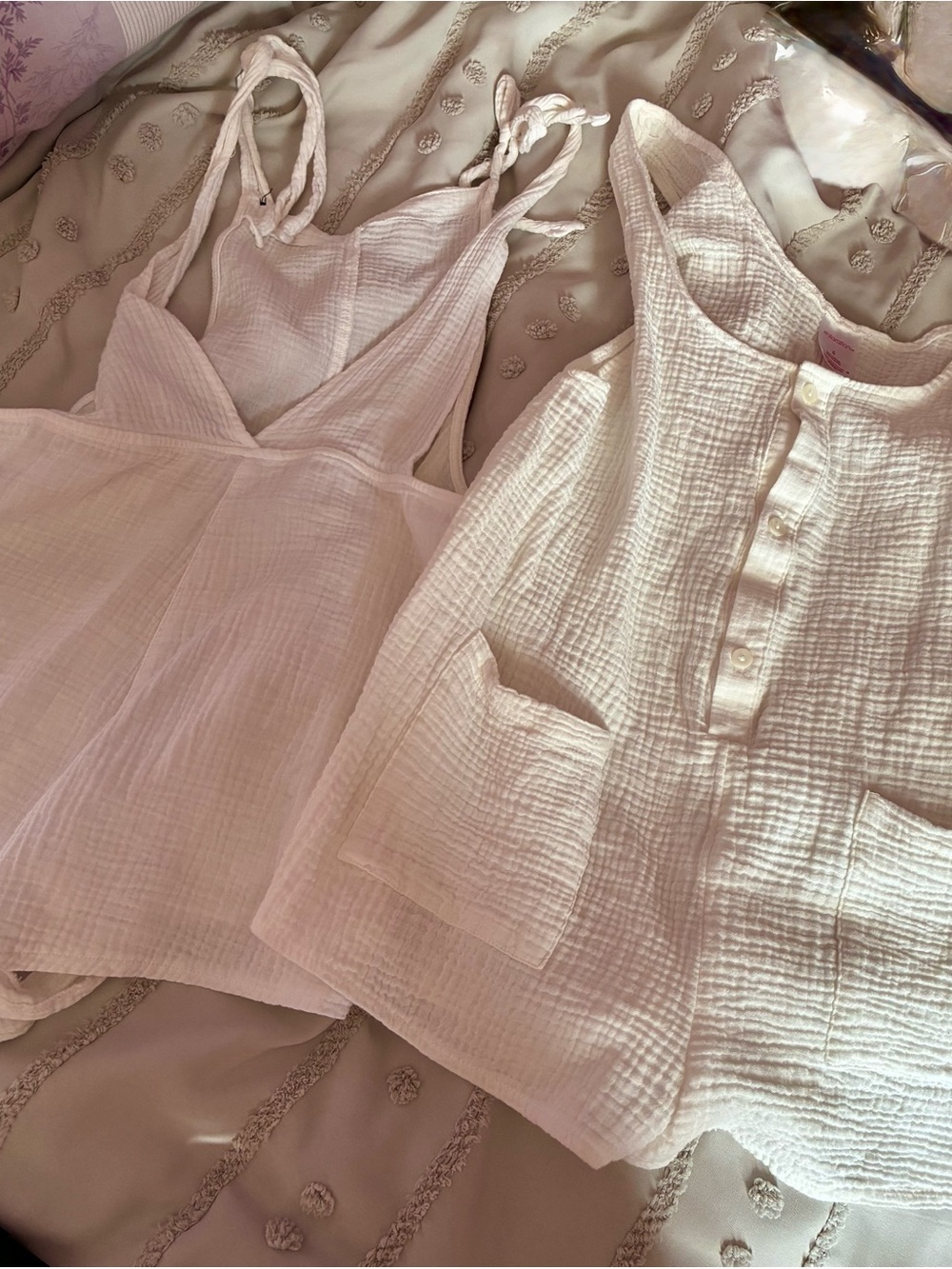 Set of 2 Xhilaration white Gauze Button-Front Top & Tie-Strap .